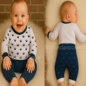 Conjunto Body manga Longa + Calça de bebe menino tematico.