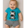 Conjunto de bebê menino tematíco zebrinha verão