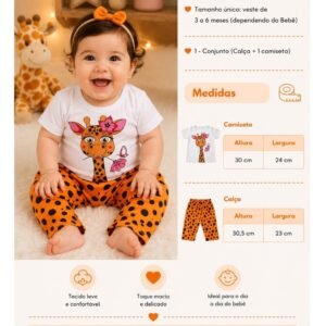 Alternative view of Conjunto de bebê menina girafinha temático para bebê menina