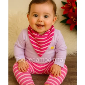 Conjunto Look Perfeito Blusa Manga Longa com Bandana para Sua Princesa!