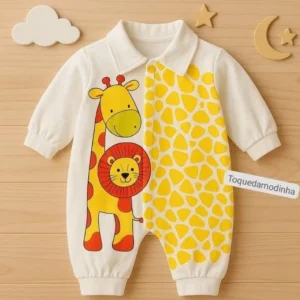 Alternative view of Macacão de bebê girafa manga longa