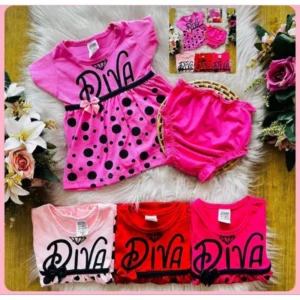 Vestido + calcinha diva para bebê menina