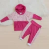 Conjunto de bebe menina blusa manga longa com capuz + calça meia estação estampa variadas