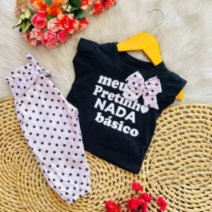 Conjunto para bebê menina calça + blusa estiloso moda blogueirinha fofo