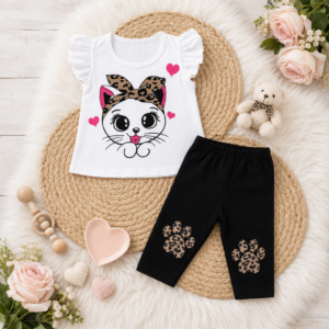 Alternative view of Conjunto Blogueirinha Bebê Menina Gatinha Blusa + Calça Fashion