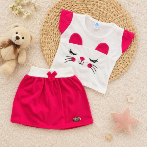 Alternative view of Conjunto romper Gatinha Blusa + Saia para Bebê Menina verão