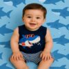 Conjunto de bebê menino regata + short tubarão fofo 2 a 6 meses estiloso
