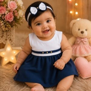 Vestido de Menina + Tiara para Bebê Menina Fashion Estiloso