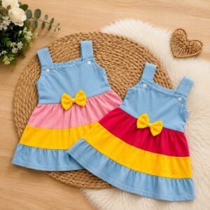 Vestido de Bebê Menina Multicolorido Estiloso Verão