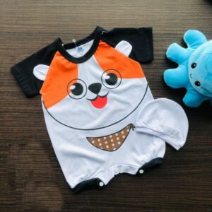 macacão curto para bebê menino + touca cachorrinho Fofo verão temático mersversario calor