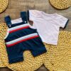 kit jardineira + camisa para bebê menino verão Calor temático marinheiro