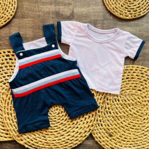 kit jardineira + camisa para bebê menino verão Calor temático marinheiro