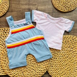 Alternative view of kit jardineira + camisa para bebê menino verão Calor temático marinheiro