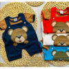 Kit Jardineira + Camiseta para bebê menino fofo Urso
