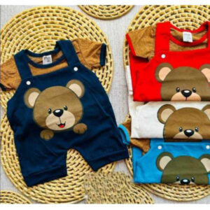 Kit Jardineira + Camiseta para bebê menino fofo Urso