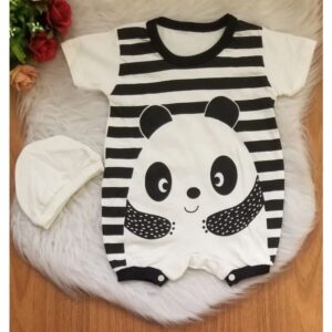 kit macacão de bebê menino panda verão fofo