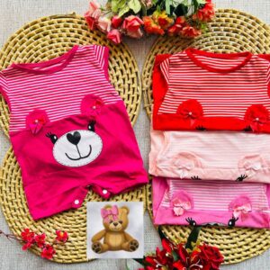 Macaquinho de Bebê Menina Verão Ursinho Calor Blogueirinha Mesversário 0 a 3 Meses fashion