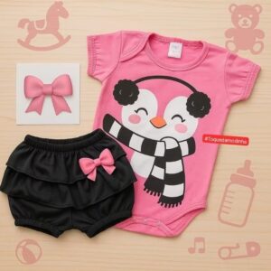 Conjunto de Bebê Menina Verão Calor Blogueirinha Mesversário 3 a 6 Meses fofinho