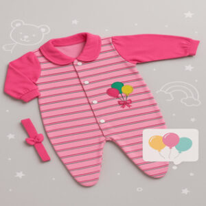 Alternative view of Macacão para bebê menina + faixa de cabelo Macacão de bebê menina RN recém nascida