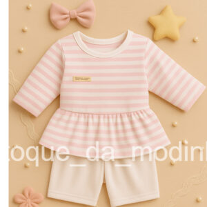 Conjunto de bebê menina meia estação blusa manga longa