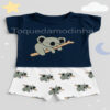 conjunto de bebe menino coala 3 a 6 meses short + camisa