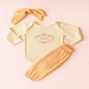 Conjunto bory  manga longa + calça e bandana para bebê menina pura fofura