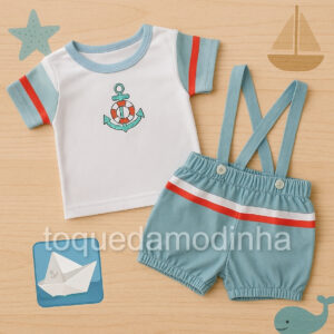 Alternative view of Jardineira + camiseta para bebe menino verão estilo marinheiro