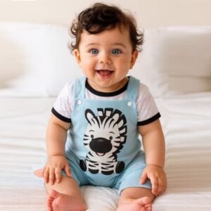 Jardineira de bebê menino + camisa zebra estiloso confortável