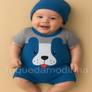 kit macacão de bebê menino cachorrinho verão fofo