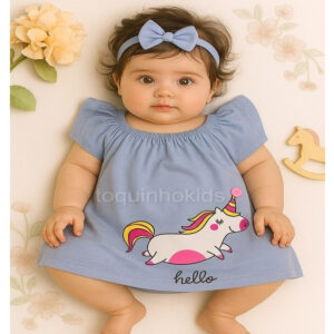 Alternative view of Vestido de Bebê unicornio + Lacinho