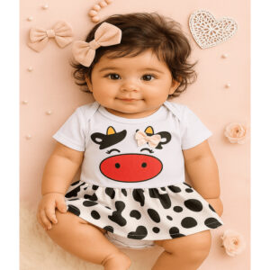 Body de bebê menina temático vaquinha mesversario ensaio fotografico