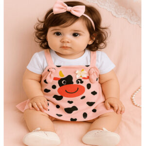 kit macação + camiseta Bebê Menina Verão – Kit Leve e Fofo