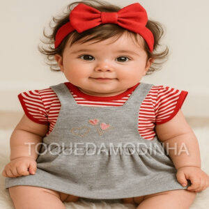 Kit Vestido + camiseta de Verão para Bebê Menina