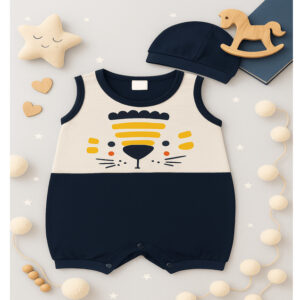 Alternative view of kit macacão + touca de bebê menino verão fofo