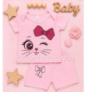 "Conjunto Bebê Menina Manga curta moda blogueirinha– Ideal para Dias Frescos!"