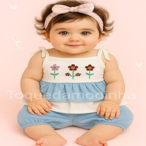 Conjunto Blusa Batinha + Short Bebê Menina Estilo Blogueira verão calor