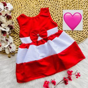 Vestido Bebê Vermelho com Listras – Look Princesinha Fashion