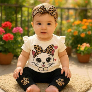 Conjunto Blogueirinha Bebê Menina Gatinha