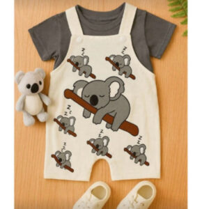 Jardineira de bebe menino + camiseta coalinha fofa verão kit 2 peças