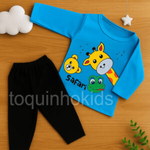 Alternative view of Conjunto de bebê menino calça e blusa meia estação safari baby