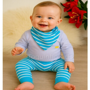 Conjunto para bebe menino calça e body Manga longa blogueirinho 3 a 6 meses