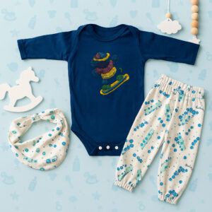 Produto Conjunto Romper de Bebê MeninoCom Bandana Temático Mesversario 3 a 6 Meses