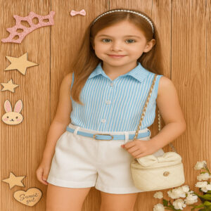 Alternative view of Conjunto de luxo para menina Estiloso alfaiataria conjunto infantil menina
