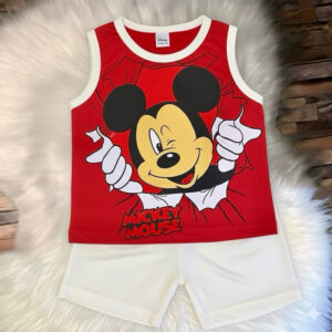 Conjunto de Bebe Menino Regata + Shorts 3 a 6 meses temático Mickey