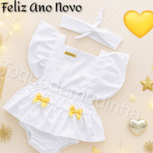 Alternative view of Romper Jardineira temático mesversario menina Festa ensaio Book temático bebê Menina ano novo