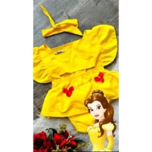 Alternative view of Romper Jardineira temático mesversario menina Festa ensaio Book temático bela e a fera