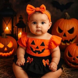 Jardineira temático mesversario menina Festa ensaio Book temático hallowen