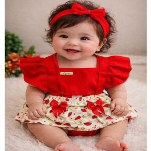 Romper Jardineira temático mesversario menina Festa ensaio Book temático bebê Menina melancia