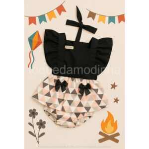 Alternative view of Jardineira temático mesversario menina Festa ensaio Book festa junina