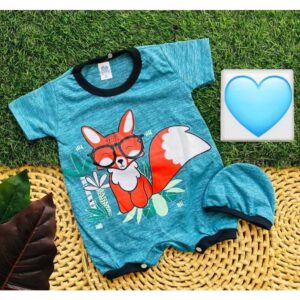 Alternative view of Kit Macacão para bebê curto com  touca raposa de bebê menino